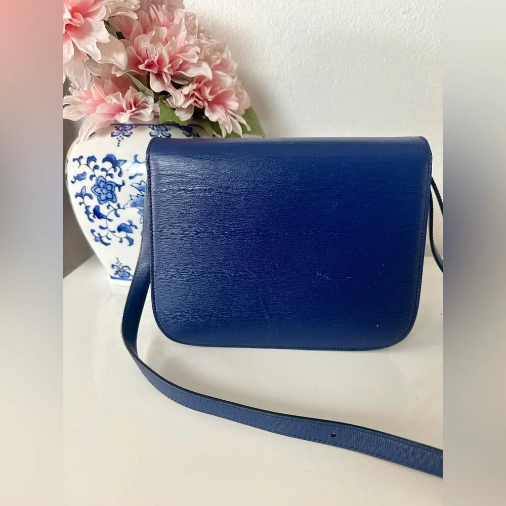 Celine medium box bag in blue and leige leather - Picture 4 of 10